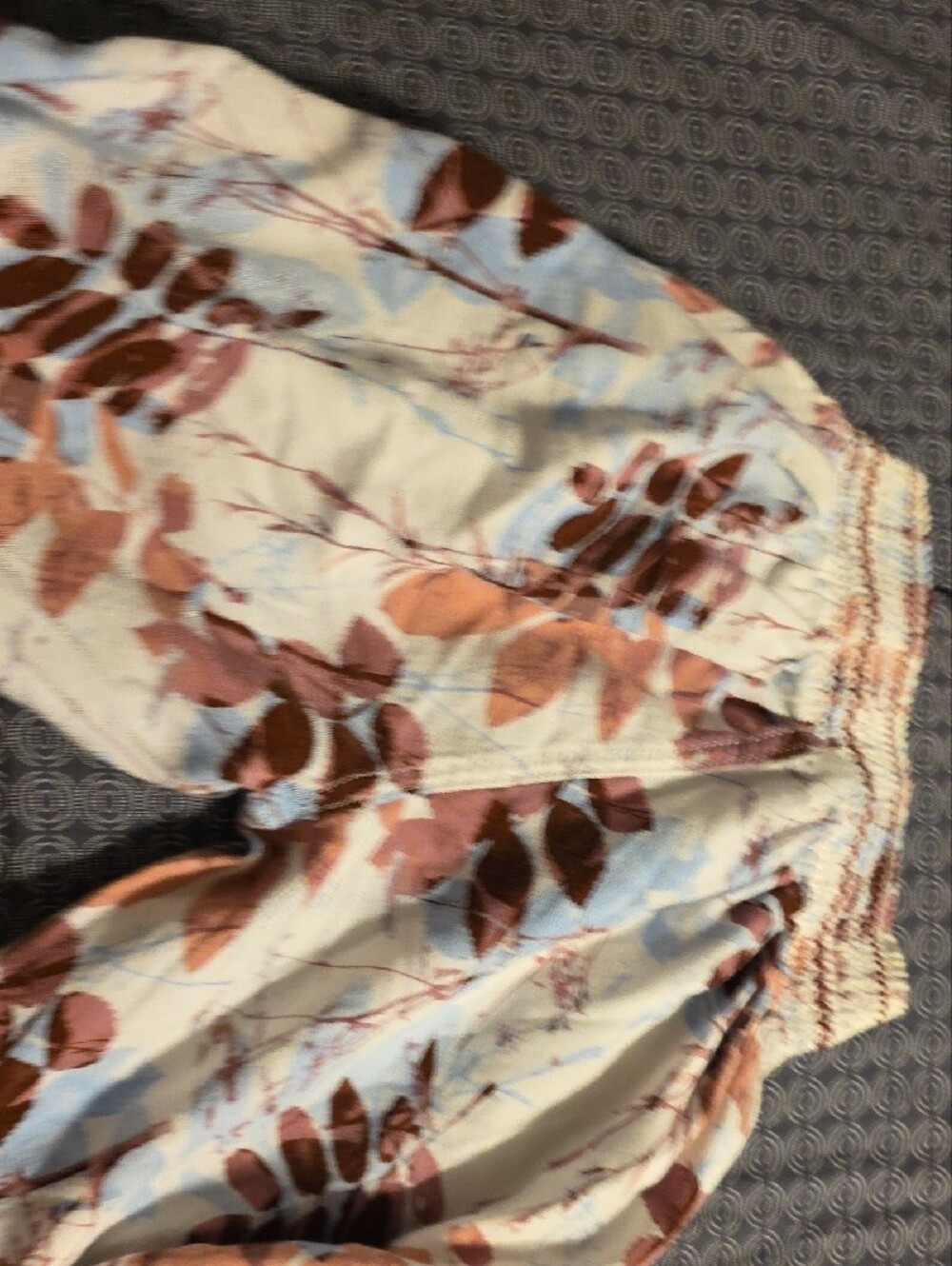 Rewash Cream Pants with Rust & Light Blue Leaf Print - Picture 5 of 5
